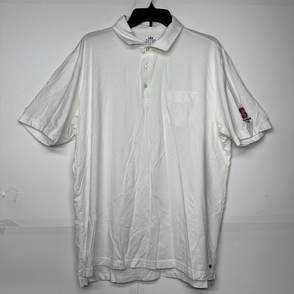 Peter Millar Men’s Polo Shirt XL White Short Sleeve Embroidered Logo